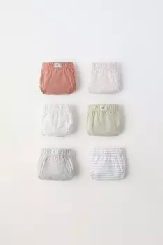 2-6 лет/упаковка из шести трусиков в клетку и полоску ZARA, белый