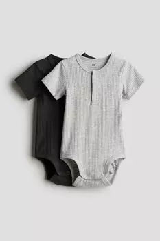 2 пары боди на пуговицах H&M, серый