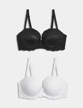 2 пары бюстгальтеров Push Up на косточках AE Marks & Spencer, черный