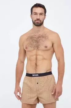 2 пары хлопковых боксеров Boss, бежевый