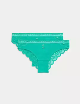 2 пары трусиков-бразильских трусиков Lotta Ribbed B by Boutique, цвет Bright aqua