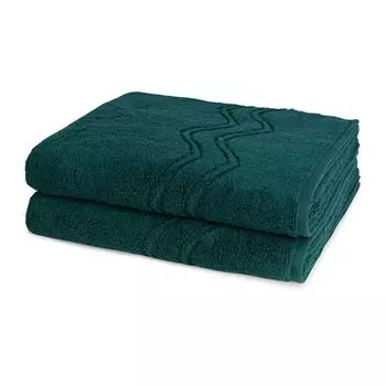 2 полотенца для душа Ross Cashmere Feeling - в наборе, впитывающие и очень мягкие на ощупь, простые в уходе и приятные для кожи, с тонкой волнистой каймой, зеленый