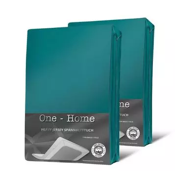 2 простыни бирюзовый 180x200 - 200x200 см, плотный хлопковый трикотаж One-Home, бирюзовый