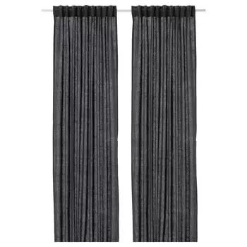 2 шторные панели, темно-серые, 145х300 см, DYTG IKEA