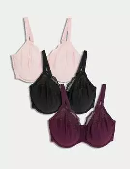 3-х парный бюстгальтер с полной чашкой на косточках FH Marks & Spencer, цвет Blackcurrant