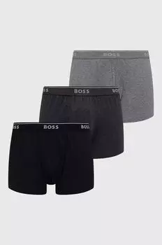 3 пары хлопковых боксеров Boss, серый