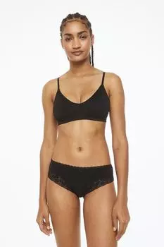 Комплект кружевных хипстерских трусов H&M, 3 пары, черный