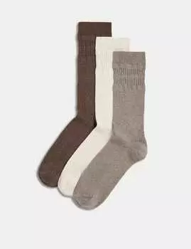 3 пары носков Gentle Grip Cool & Fresh Marks & Spencer, темно-коричневый микс