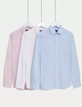 3 пары рубашек Regular Fit Easy Iron Marks & Spencer, синий