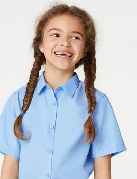 3 пары школьных рубашек Easy Iron для девочек (2–16 лет) Marks & Spencer, синий