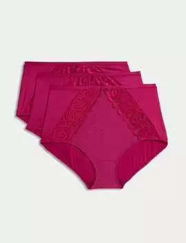 3 пары трусиков-брифов Amelia Lace Full Marks & Spencer, цвет Dark raspberry