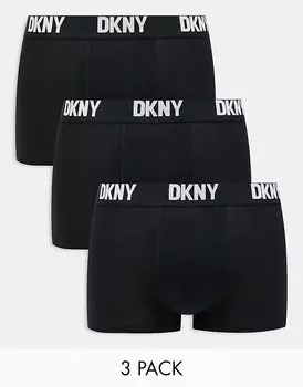 3 пары трусов-транков Seattle черного цвета DKNY