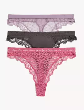 3 шт. стринги из сетки и кружева Marks & Spencer