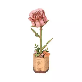 3d пазл из дерева своими руками Розовая роза 104 шт. Handscraft, мультиколор