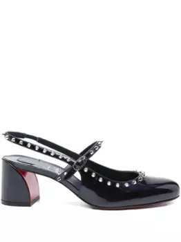 55-миллиметровые туфли Janispikes с ремешком на пятке и шипами Christian Louboutin, синий