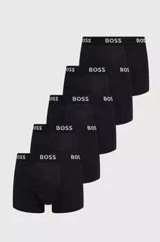 5 пар хлопковых боксеров Boss, черный