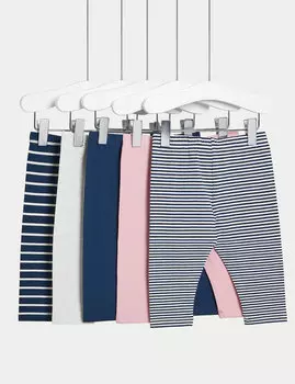 5 пар леггинсов из хлопка (0–3 года) Marks & Spencer, мульти