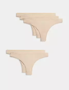 5 шт. стринги из микрофибры No VPL с низкой посадкой Marks & Spencer, розовый кварц
