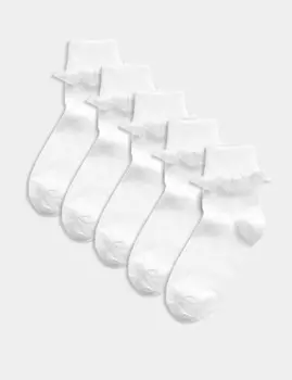 5 упаковок носков с оборками Marks & Spencer, белый