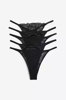 5 упаковок стрингов H&M, черный