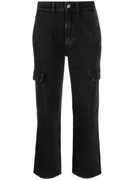 7 For All Mankind cropped cargo-pocket jeans, черный