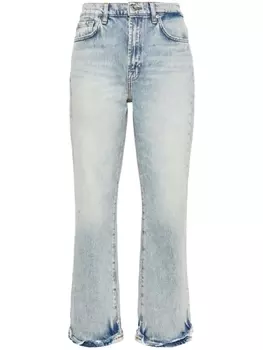 7 For All Mankind укороченные джинсы с бахромой, синий