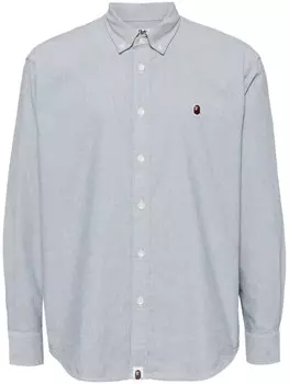 A BATHING APE рубашка с вышитым логотипом, серый