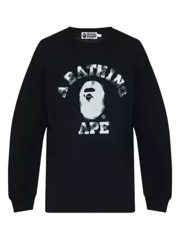 A BATHING APE топ с длинными рукавами с логотипом, черный