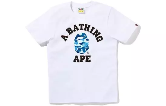 A BATHING APE Женская футболка Bape Abc Camo College Tee, белая/зеленая