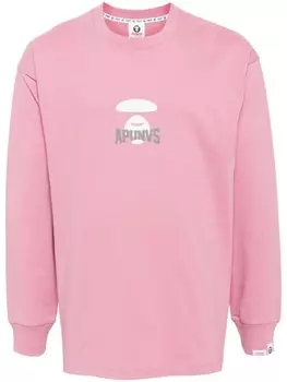 AAPE BY *A BATHING APE футболка Moonface с длинными рукавами, розовый