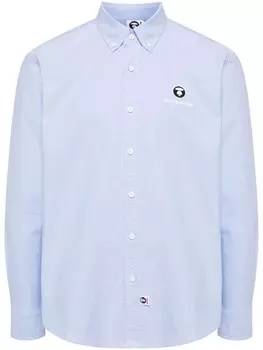 AAPE BY *A BATHING APE рубашка с длинными рукавами и нашивкой-логотипом, синий