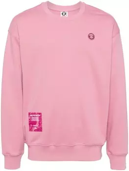 AAPE BY *A BATHING APE толстовка с нашивкой-логотипом, розовый