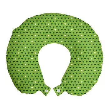 ABAKUHAUS Green Дорожная подушка для шеи, забавные маленькие сердечки, пенопластовые дорожные принадлежности для самолета и автомобиля, 30x30 см, салатовый, темно-зеленый