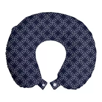 ABAKUHAUS Темно-синяя дорожная подушка, поддержка шеи, мотив морского круга, дорожная вещь из пенопласта для самолета и автомобиля, 30x30 см, темно-синий и белый