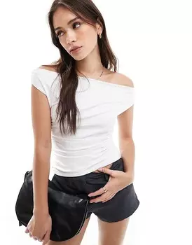 Abercrombie & Fitch – Белый> топ с рюшами