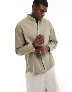 Abercrombie & Fitch – Breezy – зеленая рубашка оверсайз
