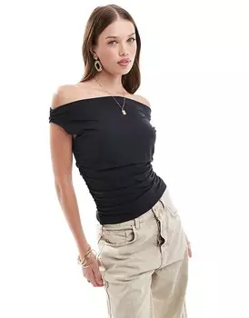 Abercrombie & Fitch – черный топ с рюшами