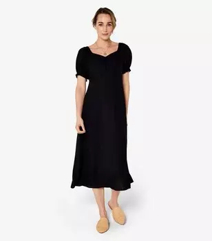 Абрикосово-черное платье миди Milkmaid с пышными рукавами Apricot, черный