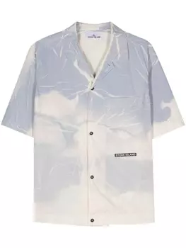 Абстрактная рубашка с короткими рукавами Stone Island, синяя