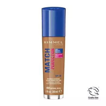 Адаптирующая кожу тональная основа 400 Natural Beige, Spf 20, 30 мл Rimmel, Match Perfection
