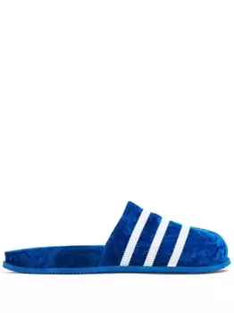 Adidas бархатные шлепанцы с закругленным носком, синий