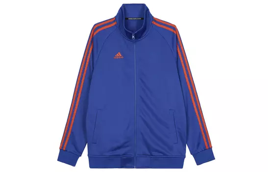 Adidas Куртка с тремя полосками, унисекс, синий основа, оранжевая полосы