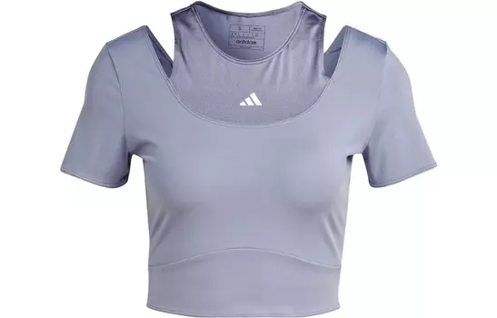 AEROREADY Укороченный топ женский серебристо-фиолетовый Adidas