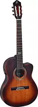 Акустическая гитара Ortega Guitars DSSUITE-C/E Distressed Suite Slim Neck Nylon 6-String Guitar w/ Free Bag, Solid Spruce Top and Mahogany Body, Tobacco Sunburst Distressed Finish with Built-in Electronics & Tuner, Cutaway