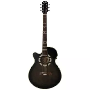 Акустическая гитара Oscar Schmidt OG10CEFTBLH Left-Handed Concert Acoustic Electric Guitar, Transparent Black