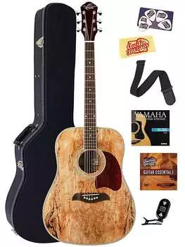 Акустическая гитара Oscar Schmidt OG2SM Spalted Maple Dreadnought Acoustic Guitar w/ Hard Case