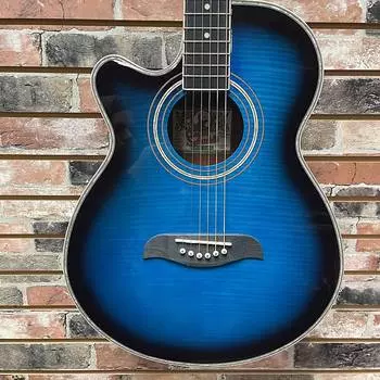 Акустическая гитара Oscar Schmidt OG-10 CE Flamed Maple Transparent Blue Left Hand