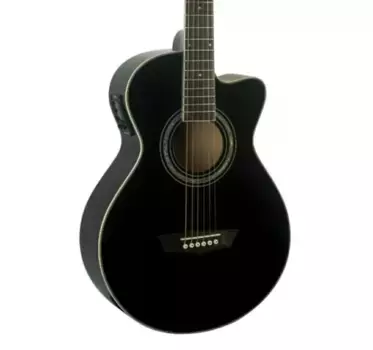 Акустическая гитара Washburn EA10 Festival Series Petite Jumbo Cutaway Acoustic Electric Guitar. Black