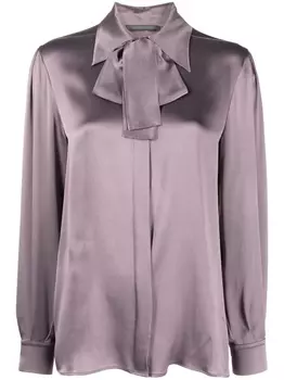 Alberta Ferretti атласная рубашка с бантом, фиолетовый