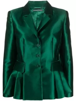 Alberta Ferretti блейзер с баской, зеленый
